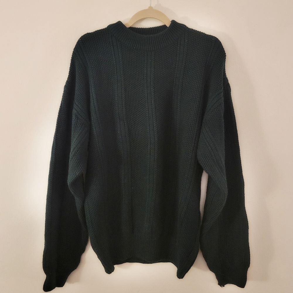 💮 Dark Forest Green Woven Sweater